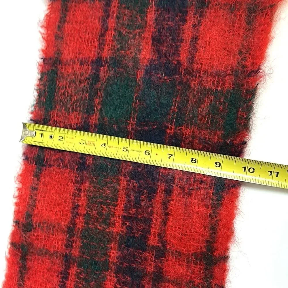 Highlands Vintage Mohair Scarf Red Plaid made in Scotland Men’s Women’s